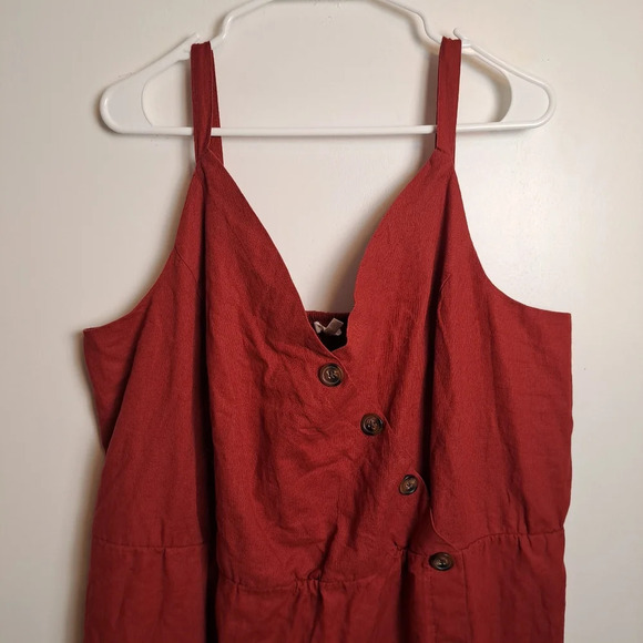 Maurices Burnt Orange Linen Blend Cottagecore Boho Knee Length Dress Size 1 (16) - Picture 3 of 8